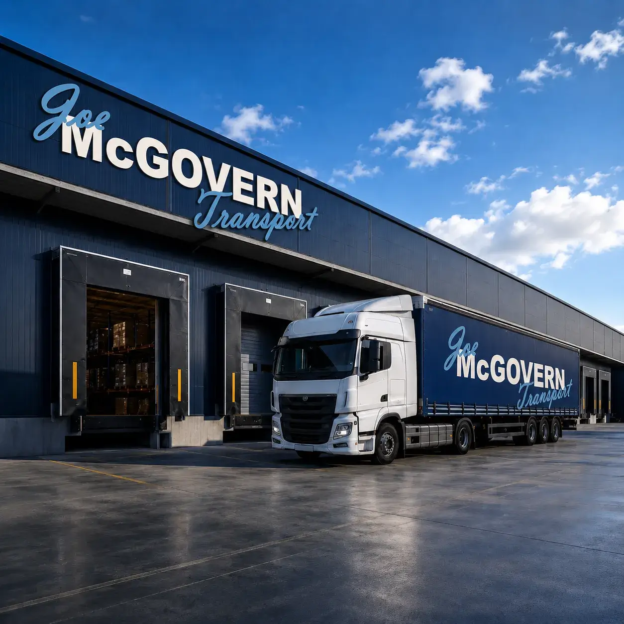 Electric forklift loading pallets in Joe McGovern Transport secure Irish warehouse