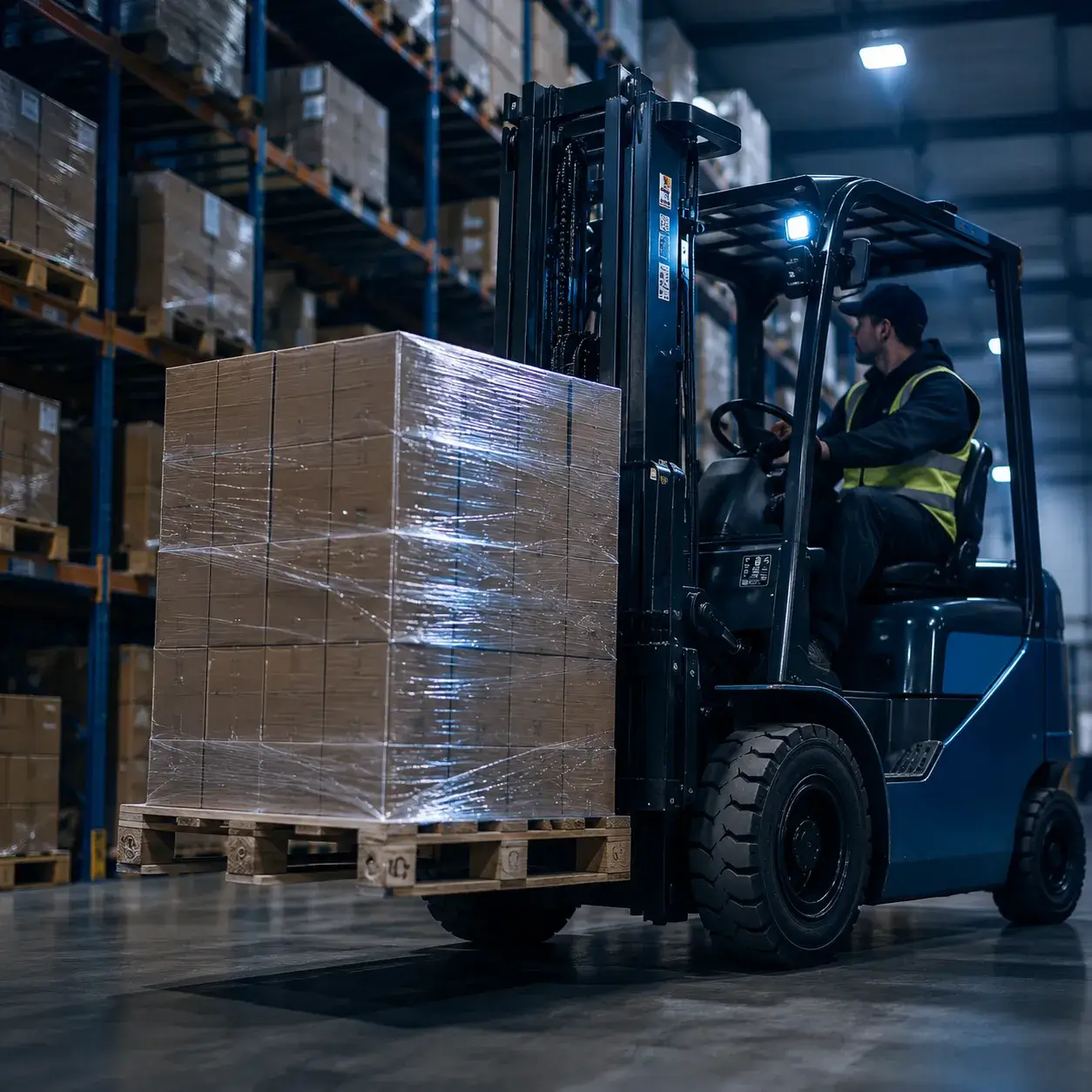 Secure pallet racking storage inside Joe McGovern Transport warehouse, North West Ireland