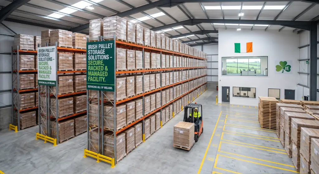 Managed pallet storage Ireland - selective racking inside Joe McGovern Transport warehouse
