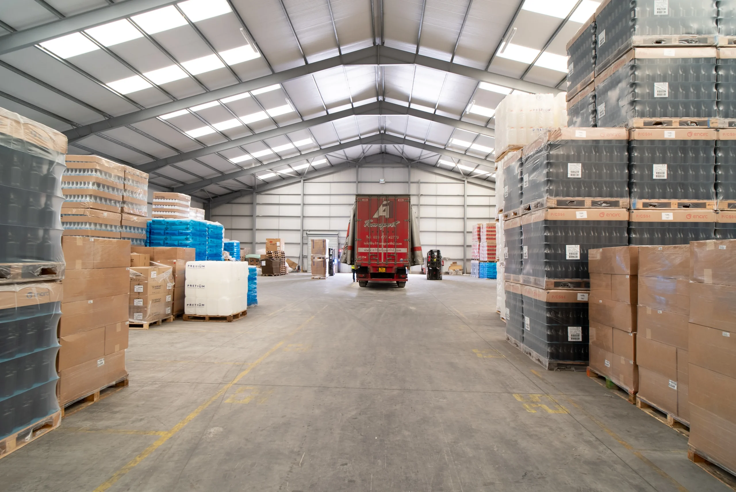 Articulated lorry carrying freight