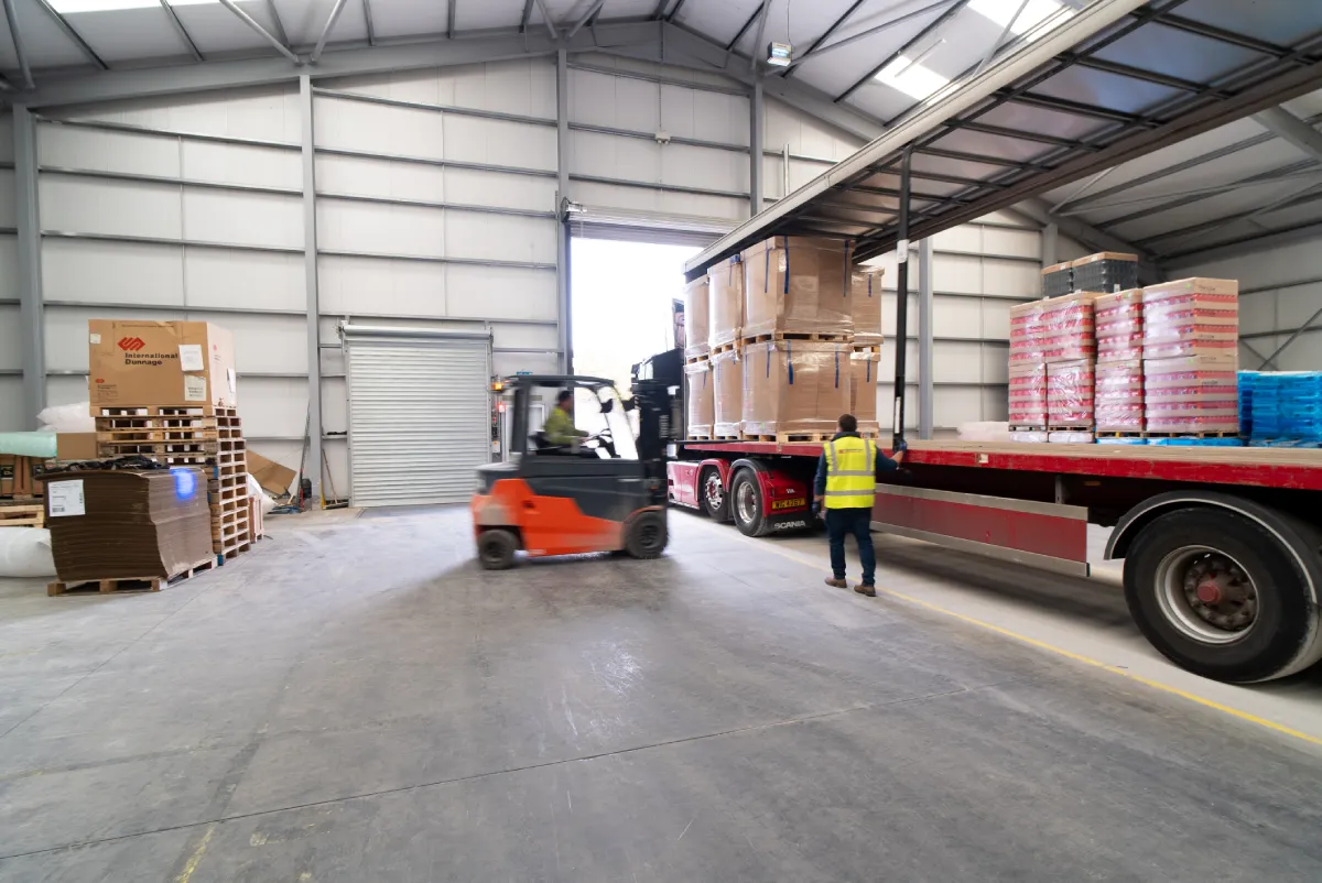 Palletised freight being loaded for distribution across Ireland via the Palletxpress network